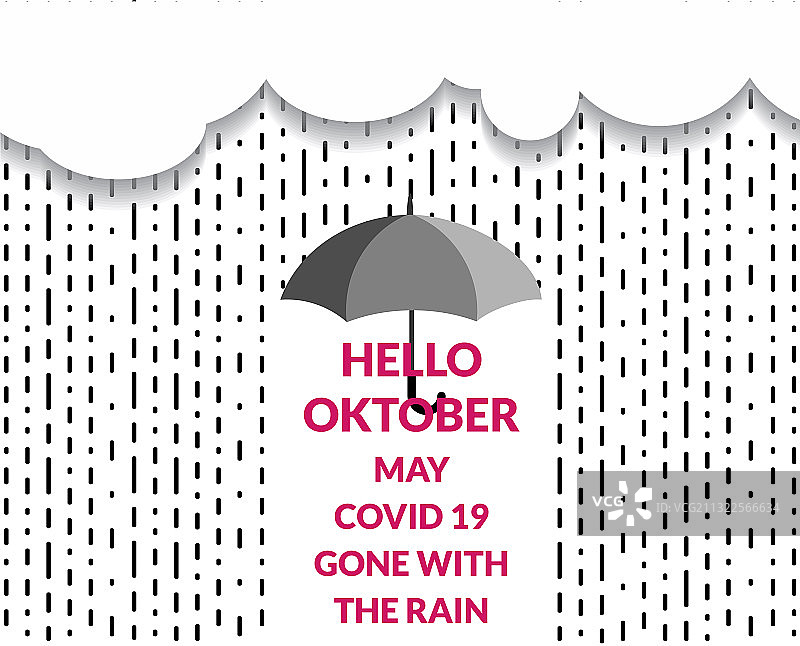 雨中背景十月你好图片素材