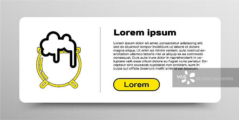 白色背景下的线性女巫大锅图标图片素材