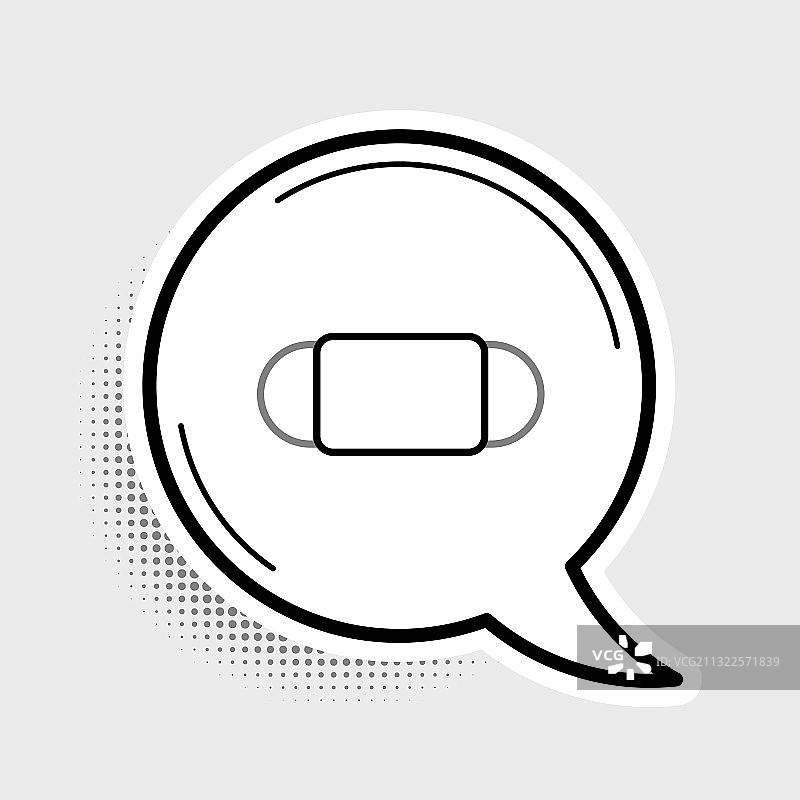 灰色背景上的线条医用防护口罩图标图片素材