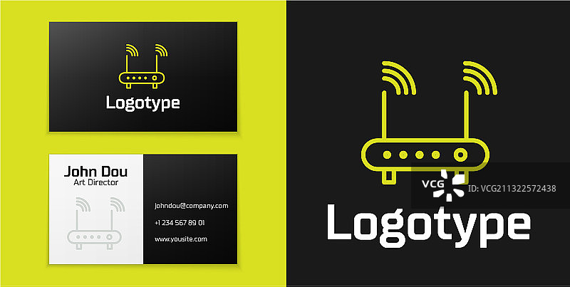 路由器与Wi-Fi信号线条标志图标图片素材