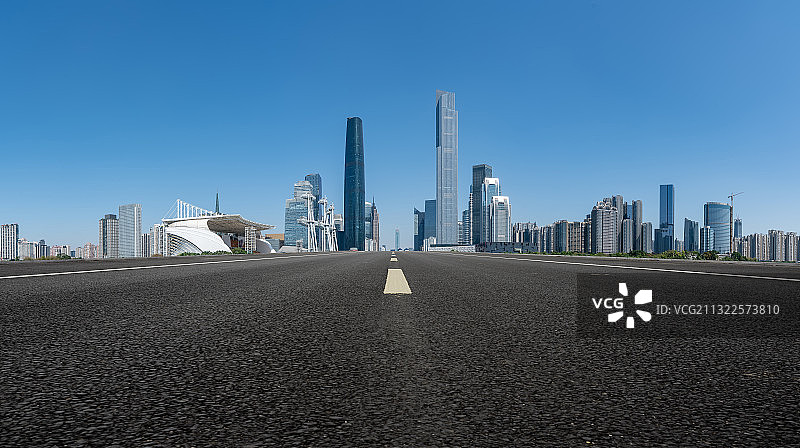 道路和中国现代城市建筑背景图片素材