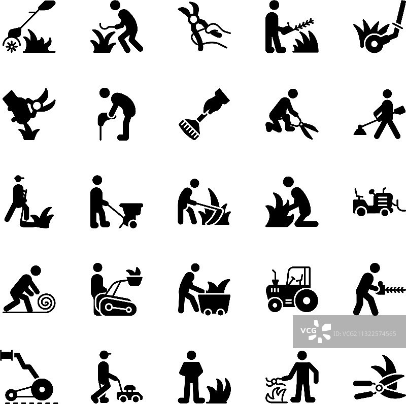 工人割草图标包图片素材