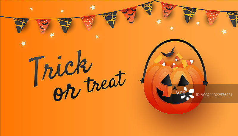 俯视角度的橙色南瓜万圣节海报图片素材