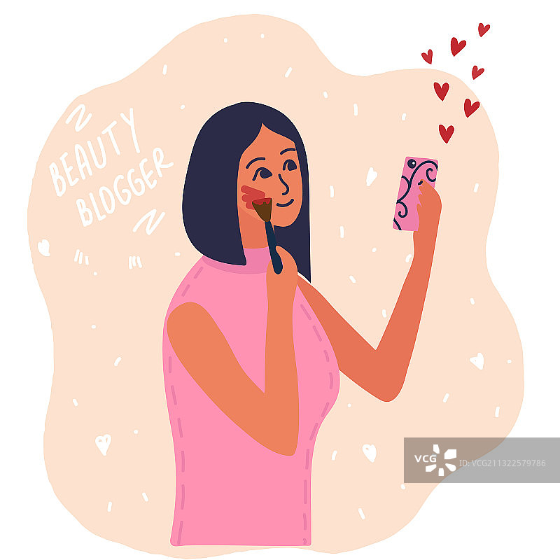 展示最新潮流的女性美妆博主图片素材