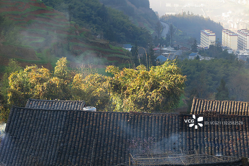 IMG_2637又见炊烟升起2015年2月老家S图片素材