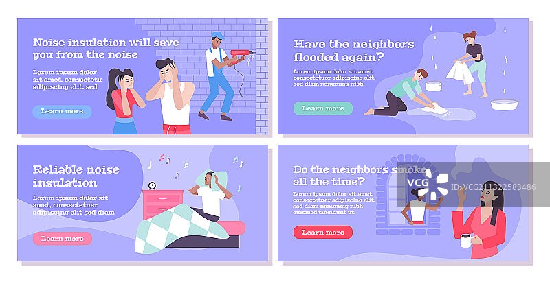 房屋邻居概念图标集图片素材