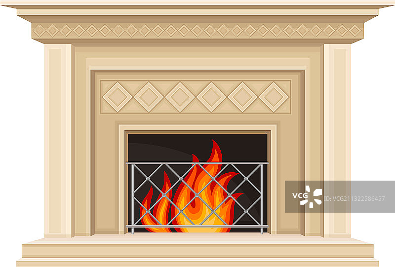 带壁炉架的石头壁炉图片素材