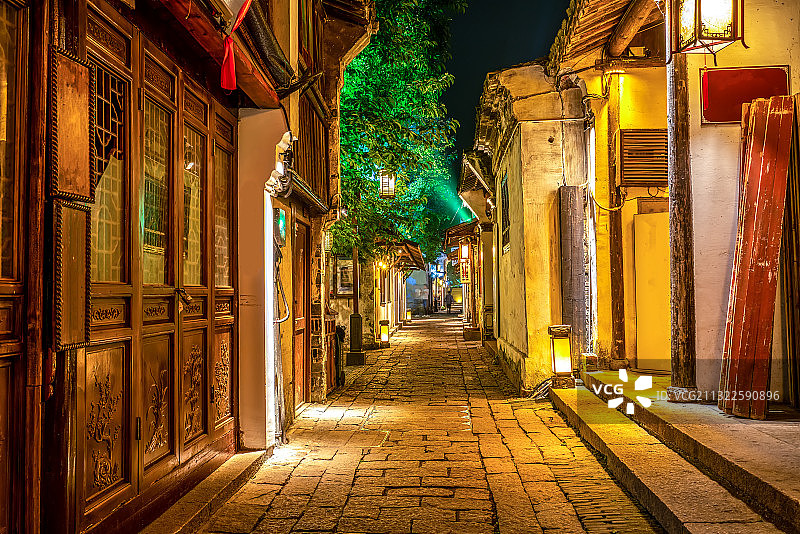 中国乌镇夜景图片素材