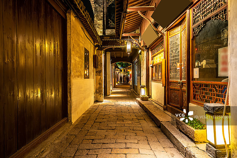 中国乌镇夜景图片素材