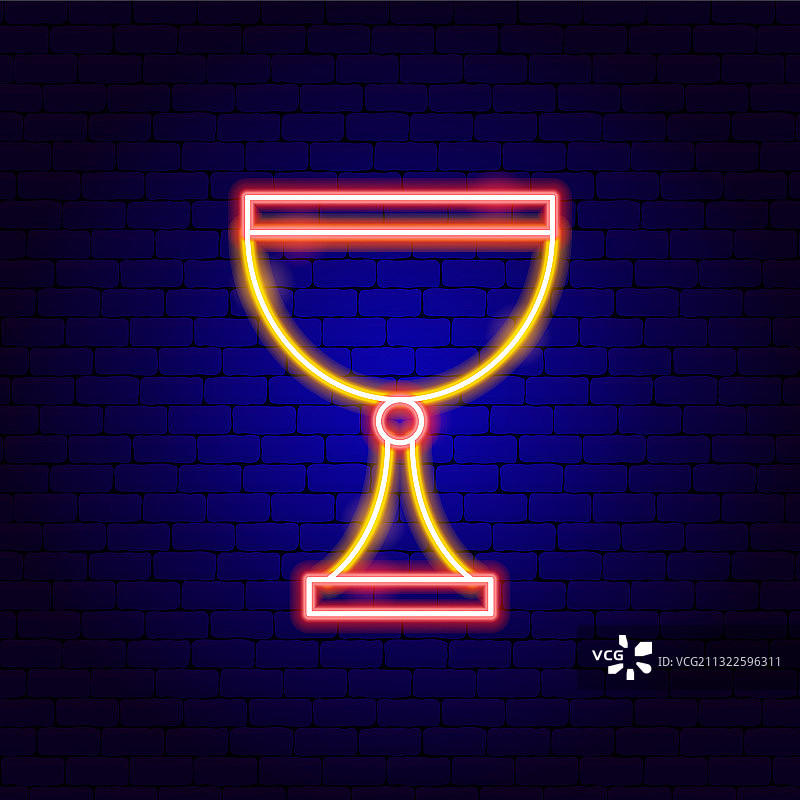 高脚杯霓虹灯标志图片素材