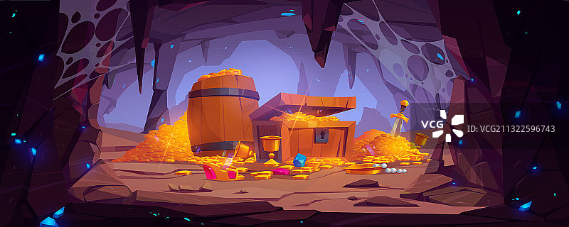 装满金币的宝藏洞穴图片素材