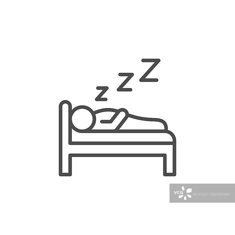睡眠或梦境线性轮廓图标图片素材