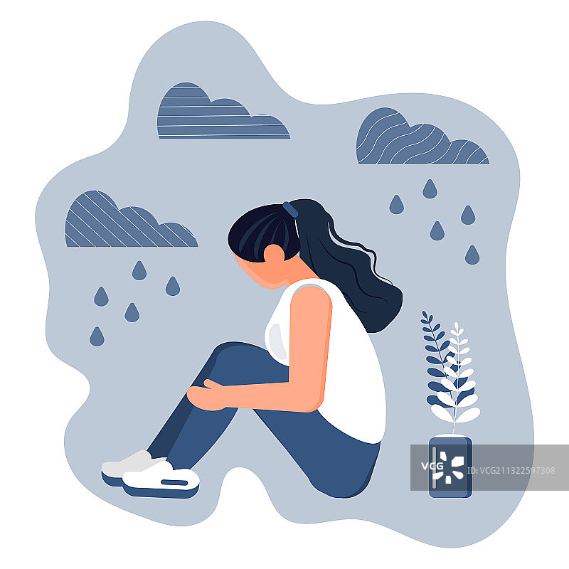有压力的沮丧女孩的概念场景图片素材