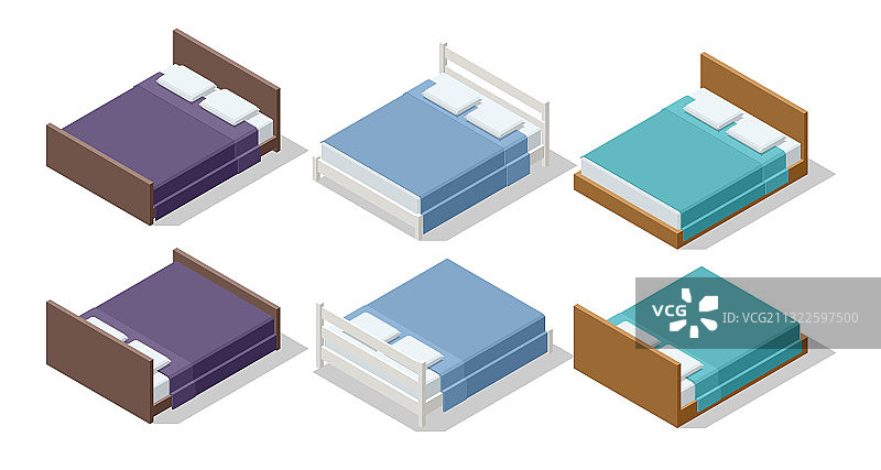 2.5D的双人床家具套装图片素材