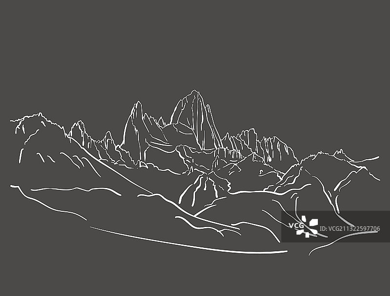 线性素描菲茨罗伊山地块图片素材