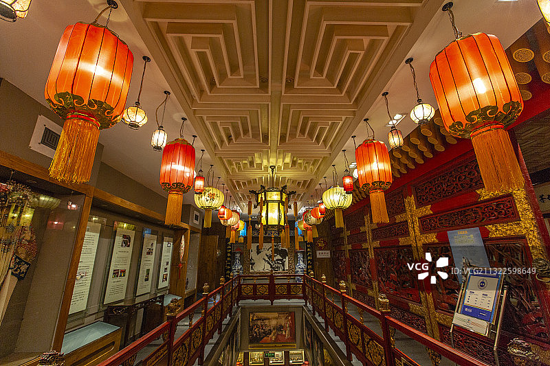 北京老舍茶馆彩色灯笼图片素材