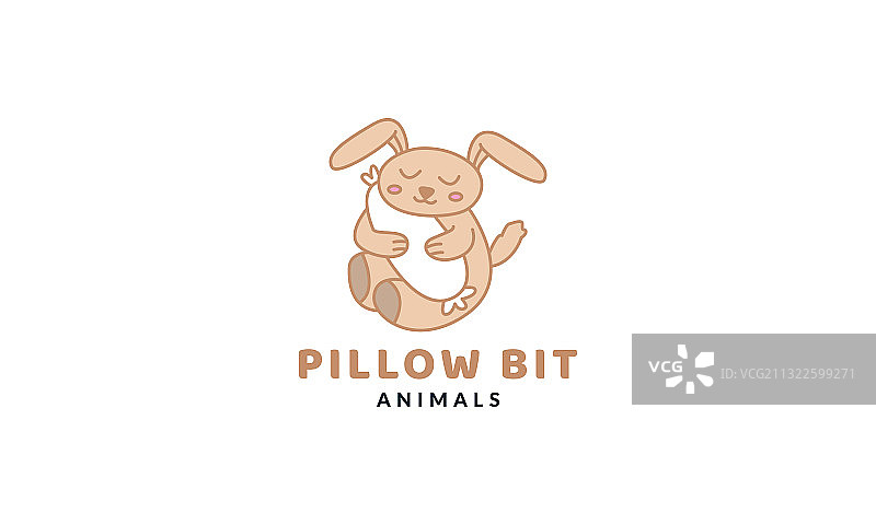 抱着枕头睡觉的可爱兔子图片素材