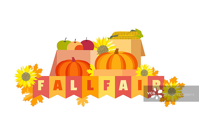 手绘秋季集市扁平风标题图片素材