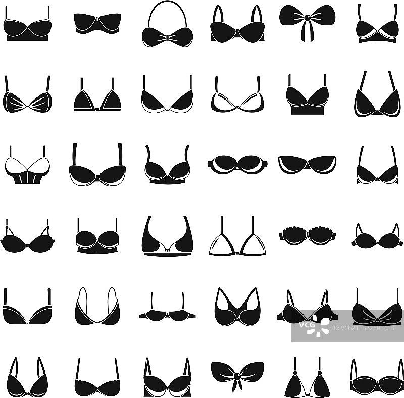 女人胸罩图标集简约风格图片素材