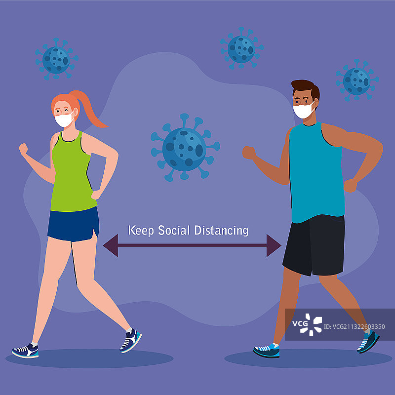 疫情新常态下的人际社交距离图片素材