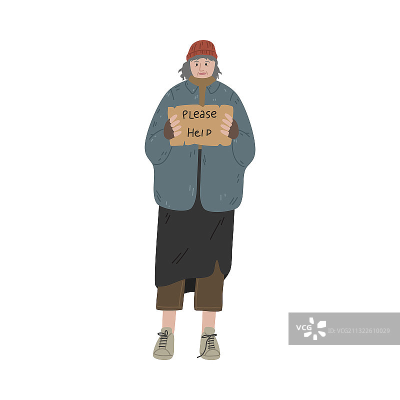 无家可归的邋遢男人或女人站立图片素材