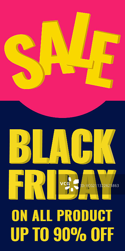 黑色星期五折扣竖版banner，9折优惠图片素材