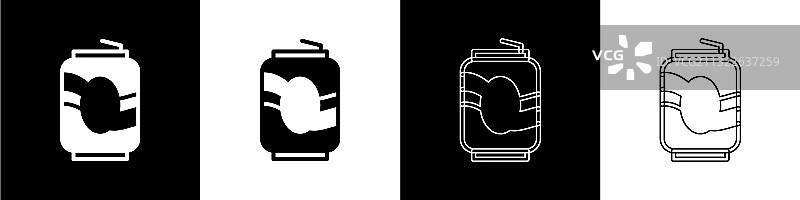 黑白背景上的苏打罐图标图片素材