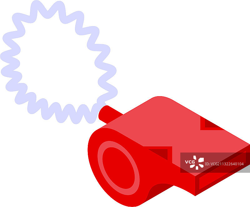 救援人员红色口哨图标（等距风格）图片素材