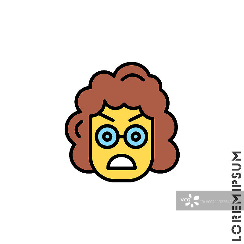 愤怒表情的黄头发女人图标图片素材