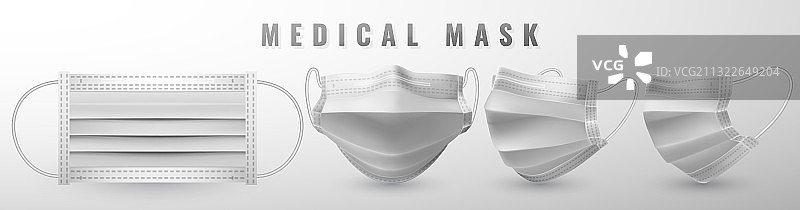 逼真医用口罩3D细节图片素材
