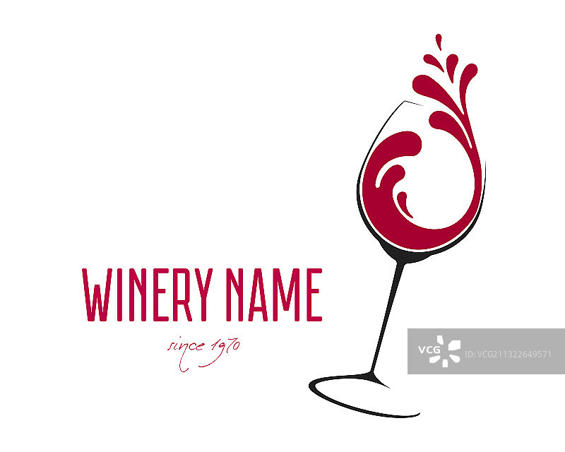 带有飞溅标志设计的玻璃红酒图片素材