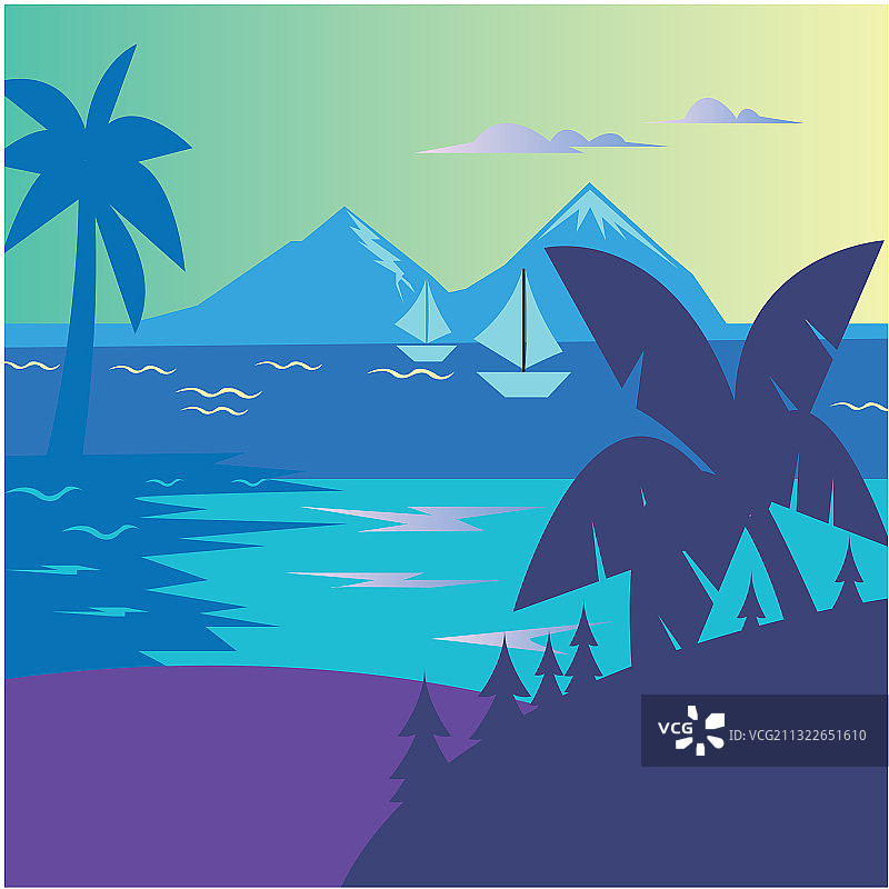 山海相依的海岸风光图片素材