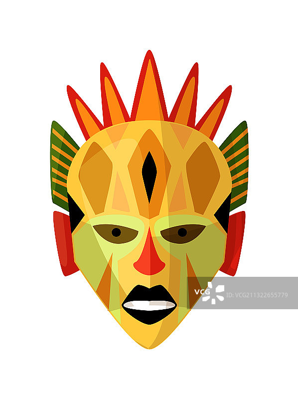 白色背景上的非洲部落面具图片素材