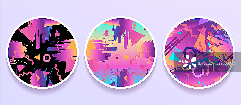 复古未来主义宣传单套装图片素材