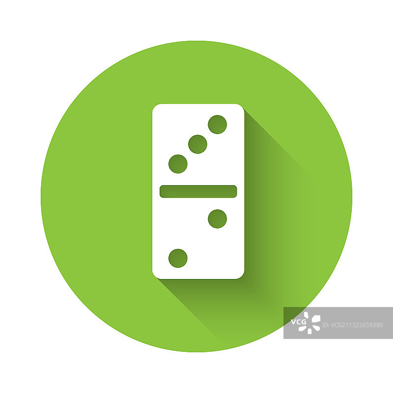 绿色长阴影背景上的白色多米诺骨牌图标图片素材
