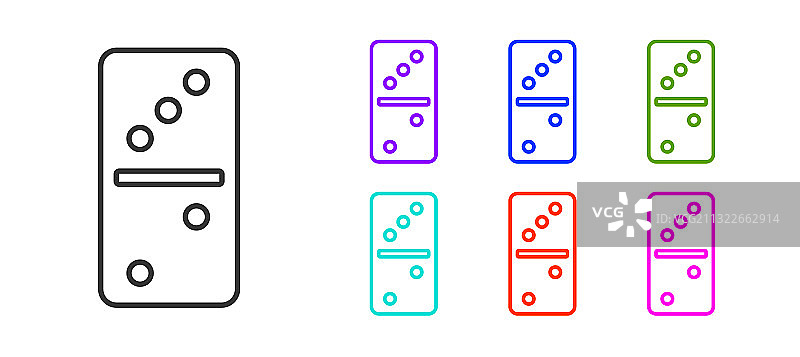白色背景上的黑色线条多米诺骨牌图标图片素材
