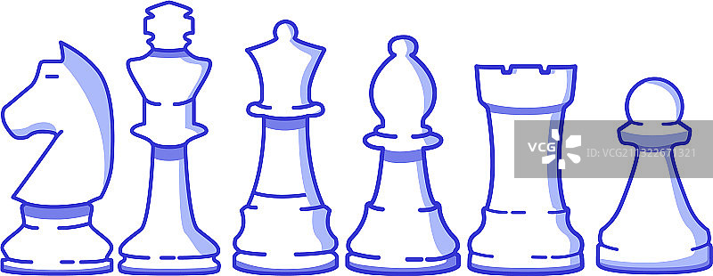 国际象棋棋子套装：士兵、车、主教、皇后、马图片素材