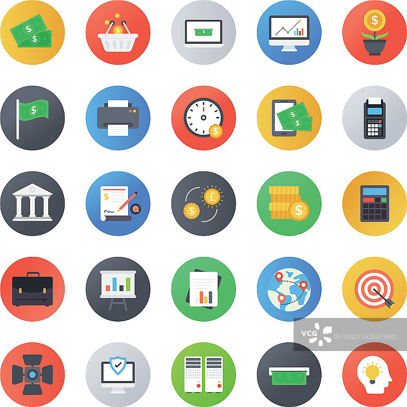 扁平圆角金融图标素材包图片素材