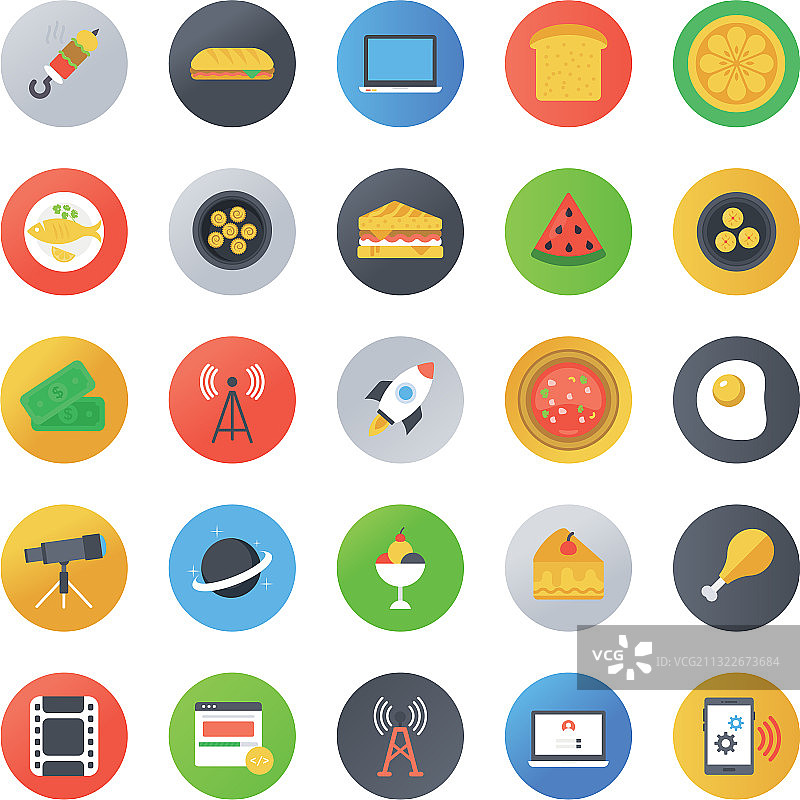 扁平圆角食物图标图片素材