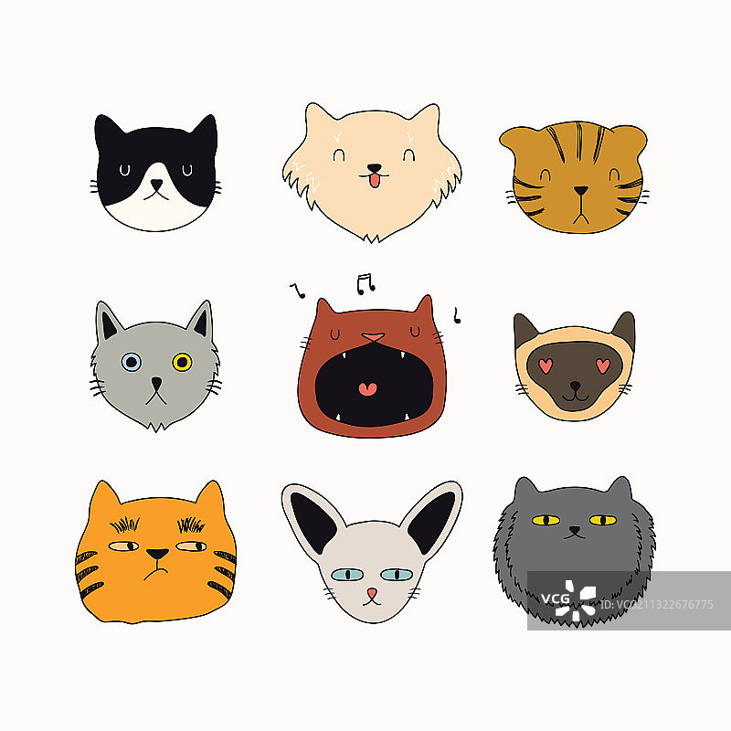 可爱猫咪涂鸦合集图片素材