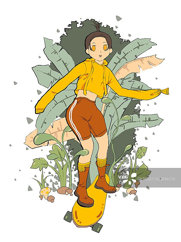 滑板女孩图片素材