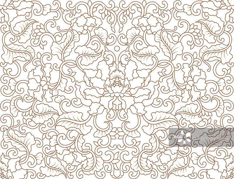 传统的花纹线条背景无缝图案图片素材