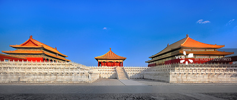 故宫里的太和殿与中和殿与保和殿图片素材