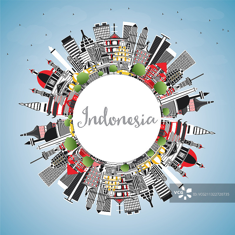 印度尼西亚城市天际线与灰色建筑图片素材