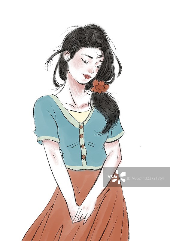 女孩插画图片素材