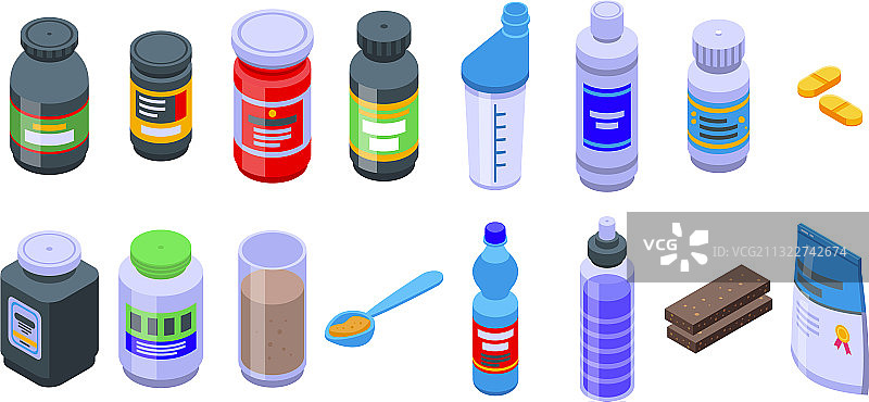 运动营养图标等距风格图片素材