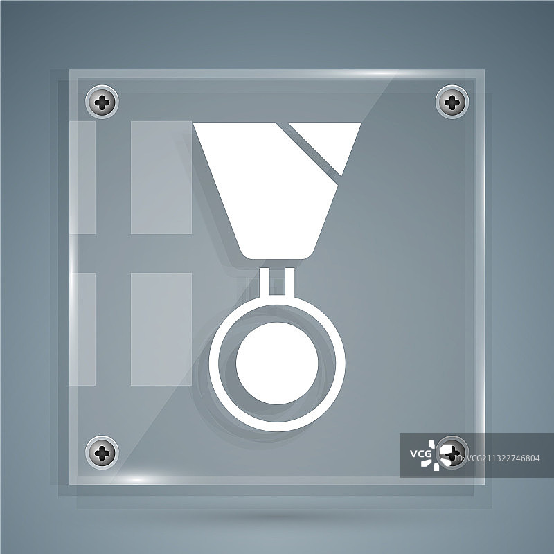 灰色背景上的白色军事奖励勋章图标图片素材