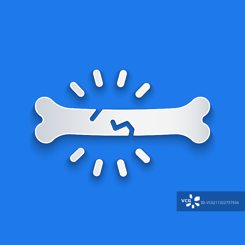剪纸风格骨痛图标，蓝色背景图片素材