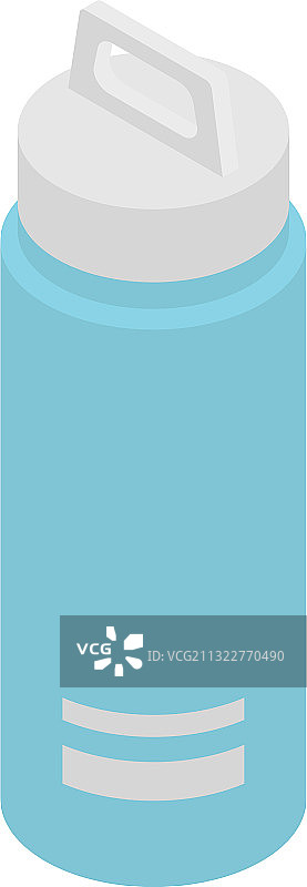 蓝绿色运动水壶2.5D风格图标图片素材
