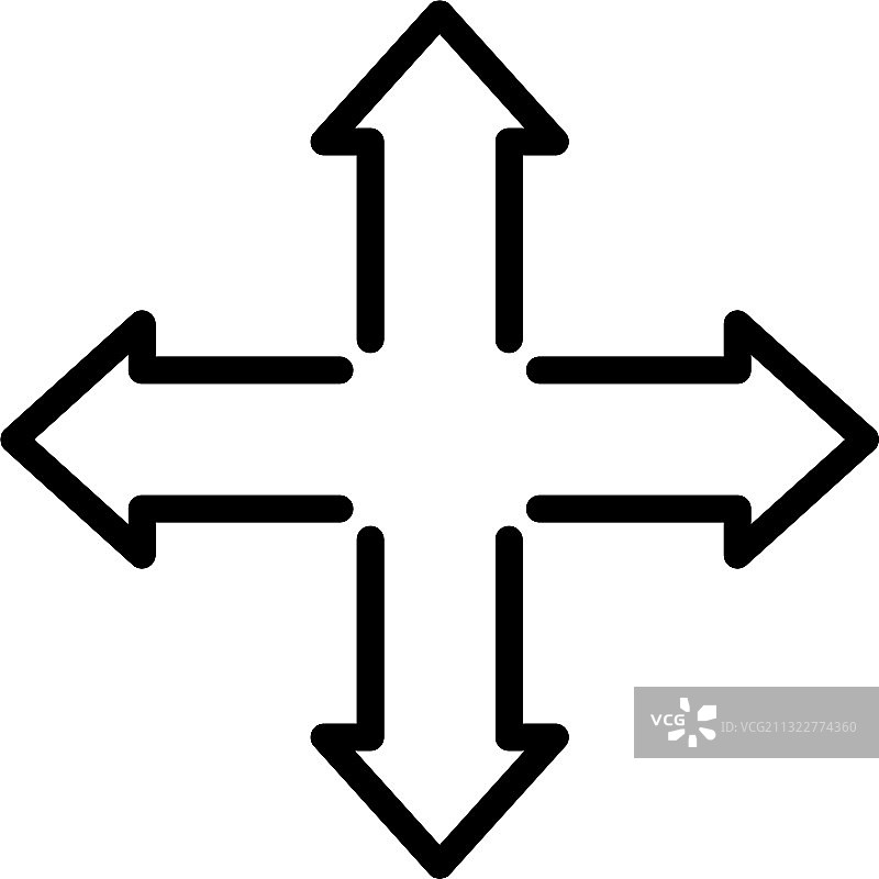 四个方向箭头图标轮廓样式图片素材